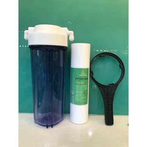 Cốc Lọc Nước 10 Inch Kèm Lõi Bông PP 5 Micron - Loại Bỏ Tạp Chất, Cặn Bẩn Cho Nguồn Nước Sạch Hơn