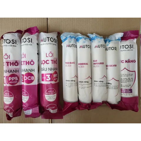 Lõi lọc Đúc Mutosi Chính Hãng cho Máy Lọc Nước RO MP390U - Bộ 9 Lõi Lọc Đầy Đủ Bảo Vệ và Cải Thiện Chất Lượng Nước
