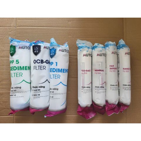 Lõi Lọc Mutosi Chính Hãng - Bộ 8 Lõi Thay Thế Máy Lọc Nước RO - Bảo Vệ Sức Khỏe, Lọc Sạch Mọi Tạp Chất