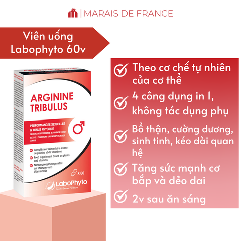 Viên Uống Tăng Cường Sinh Lực Nam Labophyto Arginine 60 Viên - Hỗ Trợ Năng Lượng & Sức Bền Từ Pháp, Dinh Dưỡng Toàn Diện Cho Nam Giới