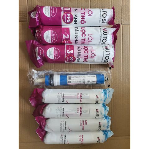 Bộ 8 Lõi Lọc Nước MUTOSI - Chất lượng cao, loại bỏ vi khuẩn, tạp chất, cải thiện độ trong và vị ngon của nước uống.