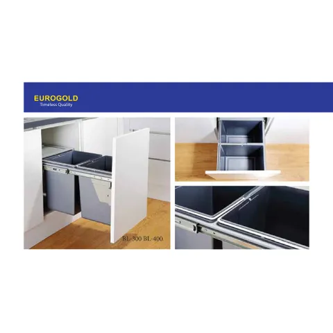 Thùng Rác EUROGOLD Gắn Cánh Âm Tủ EBL300 - Nắp Đậy Kín, Tự Động Mở Đóng, An Toàn Vệ Sinh Cho Nhà Bếp