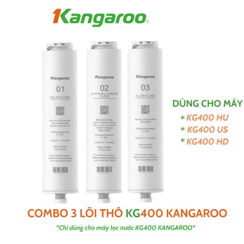 Combo 3 Lõi Lọc Đúc 123 Kangaroo KG400HU Chính Hãng - Lọc Nước An Toàn, Hiệu Quả Cho Máy Kangaroo