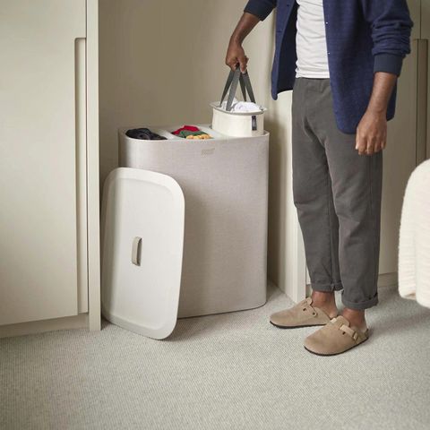 Thùng Đựng Đồ Giặt 2 Ngăn Có Quai Xách Joseph Joseph 50020 Tota 90L Màu Kem - Tiện Lợi Phân Loại Vải Sáng Tối, Thiết Kế Hiện Đại