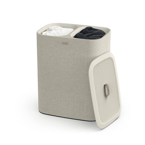 Thùng Đựng Đồ Giặt 2 Ngăn Có Quai Xách Joseph Joseph 50020 Tota 90L Màu Kem - Tiện Lợi Phân Loại Vải Sáng Tối, Thiết Kế Hiện Đại