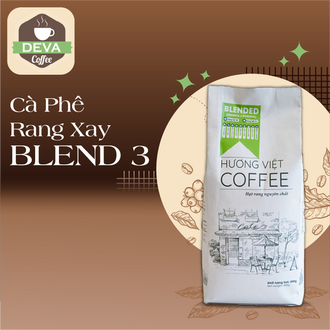 Cà Phê Sạch Blend 3 Rang Mộc Nguyên Chất Deva Coffee - Hương Vị Đậm Đà Robusta & Arabica, Nguyên Hạt Pha Phin 500gr