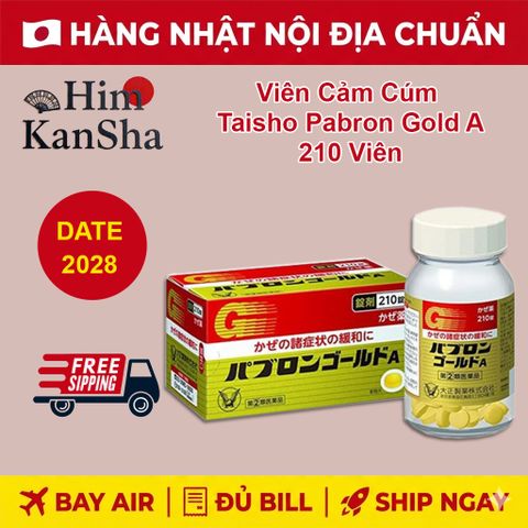 Viên Cảm Cúm Nhật Bản Taisho Pabron Gold A - 210 Viên Hỗ Trợ Giảm Khó Chịu Khi Cảm Lạnh, Hạn Sử Dụng 2028