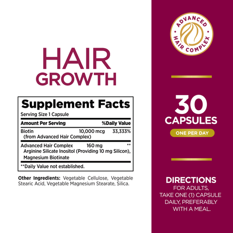 Viên Uống Biotin Hỗ Trợ Tóc - Nature's Bounty Hair Growth 90 Viên - Tăng cường sức khỏe tóc, ngăn rụng tóc hiệu quả