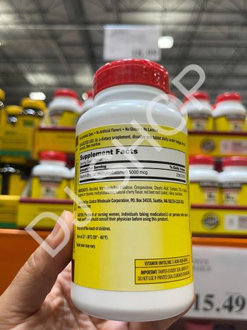 Viên Uống Bổ Sung Vitamin B12 5000mcg Kirkland 300 Viên Tăng Cường Năng Lượng và Hỗ Trợ Hệ Thần Kinh, Sản Phẩm Chính Hãng Mỹ