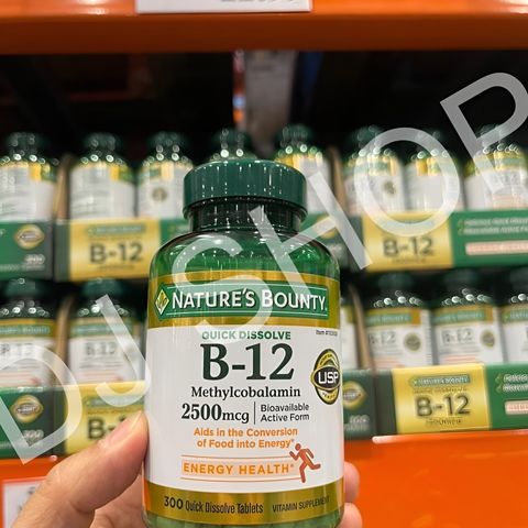 Viên uống Vitamin B12 Nature’s Bounty 2500mcg 300 viên - Bổ sung năng lượng, hỗ trợ sức khỏe hệ thần kinh và tế bào hồng cầu