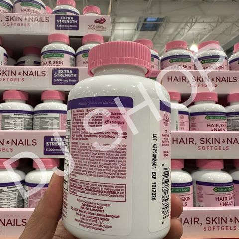 Viên Uống Đẹp Da, Tóc, Móng Hair Skin Nail Nature's Bounty 250 Viên - Hỗ Trợ Làm Đẹp Từ Thiên Nhiên, Giúp Da Sáng, Tóc Khỏe, Móng Chắc