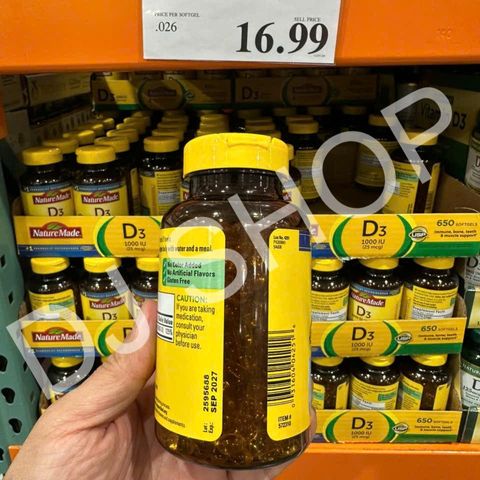 Viên Uống Bổ Sung Vitamin D3 Nature Made 1000IU (25mcg) 650 Viên - Hỗ Trợ Sức Khỏe Xương, Tăng Cường Hệ Miễn Dịch, Mỹ