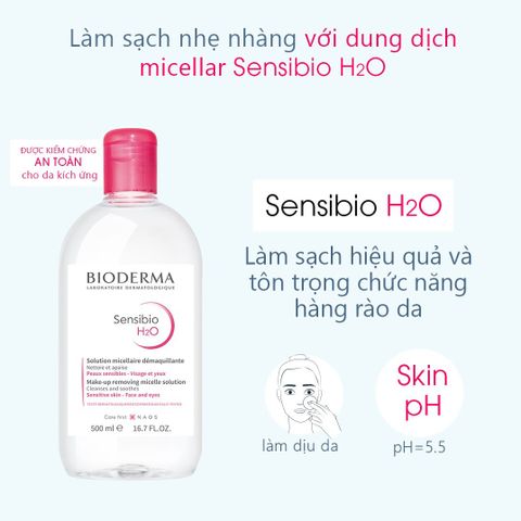 Nước Tẩy Trang Bioderma Crealine H2O 500ml - Dành Cho Da Nhạy Cảm, Làm Sạch Nhẹ Nhàng, Không Gây Kích Ứng