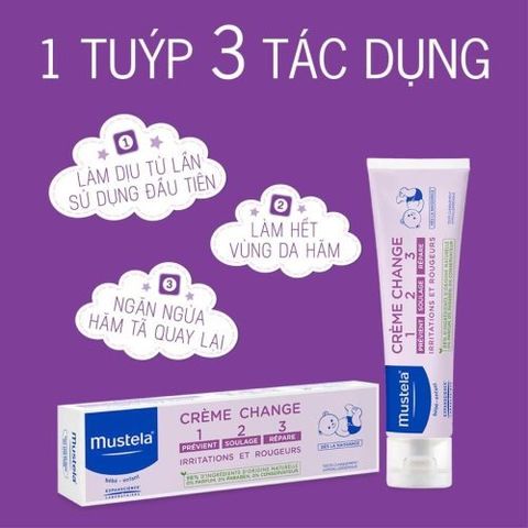 Kem Ngăn Ngừa Hăm Tã Mustela 123 Vitamin Barrier Cream 50ml - Giúp Làm Dịu Da Nhạy Cảm Cho Bé, Bảo Vệ Và Nuôi Dưỡng Da