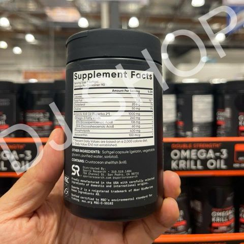 Viên Uống Dầu Nhuyễn Thể Tôm Krill Oil + Astanxxanthin 1000mg - Tăng Cường Sức Khỏe Tim Mạch & Khớp - Sports Research Mỹ 90 Viên