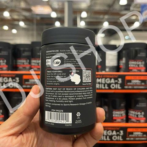 Viên Uống Dầu Nhuyễn Thể Tôm Krill Oil + Astanxxanthin 1000mg - Tăng Cường Sức Khỏe Tim Mạch & Khớp - Sports Research Mỹ 90 Viên