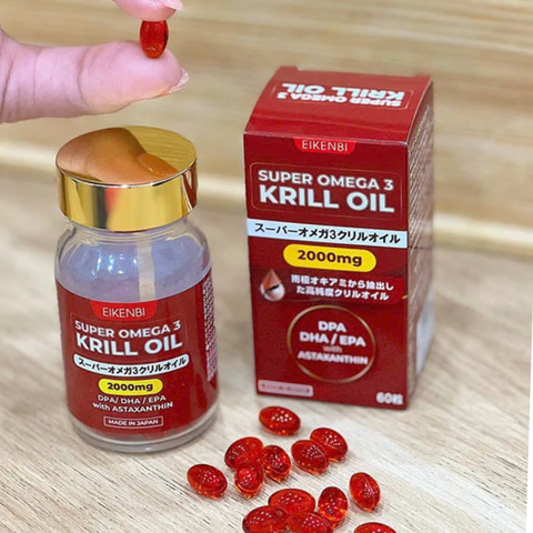 Omega 3 Nhuyễn Thể Nhật Bản Super Krill Oil Eikenbi 2000mg 60 Viên - Bổ Não, Tăng Cường Trí Nhớ, Hỗ Trợ Tim Mạch, Sáng Mắt