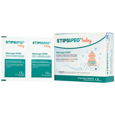 Bột nhuận tràng Stipsipeg Baby cho trẻ từ 6 tháng - Giúp giảm táo bón nhanh chóng, hộp 20 gói 5g, an toàn cho sức khỏe trẻ em