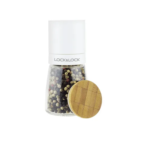 Lọ Xay Tiêu Cầm Tay Lock&Lock 140ml - Thủy Tinh Đẹp, Lưỡi Dao Sứ Bền Bỉ, Đồ Gia Dụng Tiện Lợi Cho Nhà Bếp