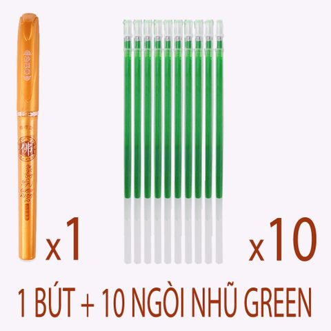 Ngòi Mực Nhũ Xanh Lá 0.7mm - Bút Chép Kinh Chữ Hán Chuyên Dụng, Nét Mực Đều, Bền Màu, Tặng Quà Học Sinh, Sinh Viên