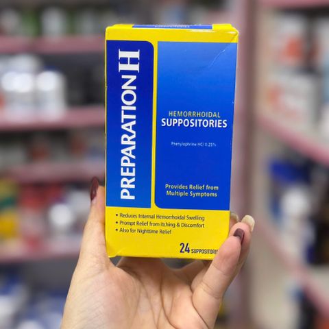 Viên Đặt Hậu Môn Preparation H - Hỗ Trợ Giảm Sưng Ngứa Khó Chịu Do Trĩ - Hộp 24 Viên Chất Lượng Mỹ
