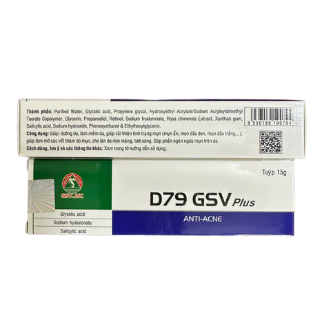 Kem Trị Mụn GSV D79 Plus - Ngăn Ngừa Mụn Ẩn, Đầu Đen, Làm Mờ Vết Thâm, Dưỡng Da Mịn Màng - 15g
