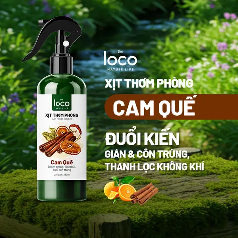 Xịt Phòng Tinh Dầu Cam Quế The Loco 260ml - Khử Mùi, Đuổi Côn Trùng, Tạo Không Gian Thoáng Mát, An Toàn Cho Sức Khỏe