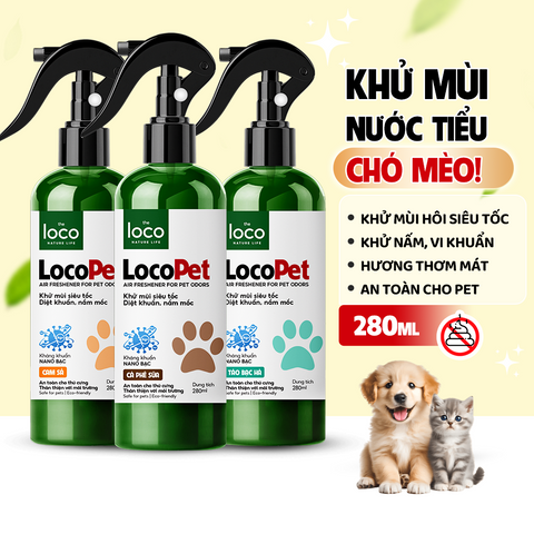 Bình Xịt Khử Mùi Hôi Nước Tiểu Của Chó Mèo Loco Pet - Khử Mùi Chậu Cát, Hương Thơm Tự Nhiên Lành Tính