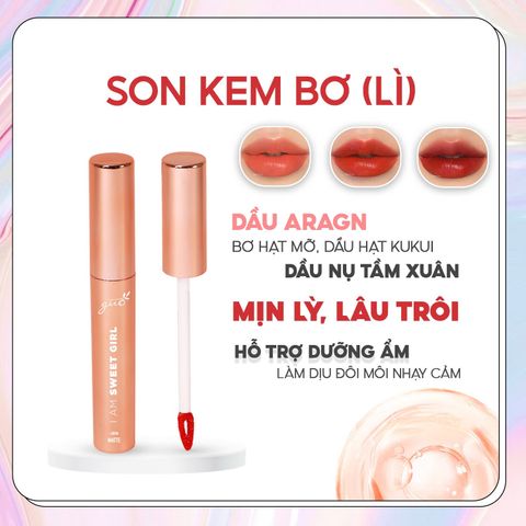 Son Kem Bơ Lì GUO 5g - Siêu Mịn Chống Khô Môi, Dưỡng Ẩm Với Dầu Thiên Nhiên, 8 Màu Xu Hướng