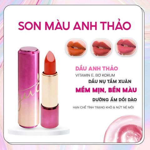 Son Môi Matte Cao Cấp GUO Cho Bà Bầu – 5g Không Chì, Dưỡng Ẩm Với Bơ Kokum, Dầu Nụ Tầm Xuân, Chống Nứt Nẻ