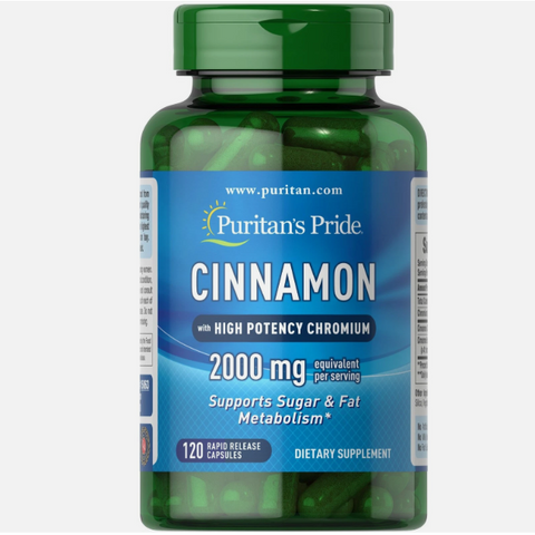 Viên Uống Hỗ Trợ Đường Huyết Puritan's Pride Cinnamon 2000mg - 120 Viên Bổ Sung Chiết Xuất Quế Từ Mỹ