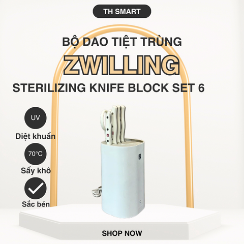 Bộ Dao Nhà Bếp ZWILLING Sterilizing Knife Block Set 6 Món - Hộp Tự Sấy Khô Khử Trùng bằng Tia UV, Thép Không Gỉ, Thiết Kế Sang Trọng
