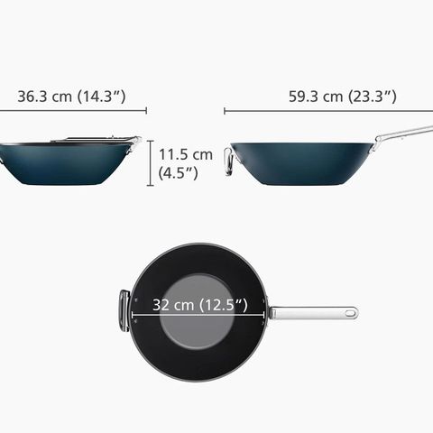 Chảo Sâu Lòng Joseph Joseph 45048 Space Blue Wok 32cm - Chất Liệu Chuyên Nghiệp, Chống Dính An Toàn, Dùng Cho Bếp Từ, Tiết Kiệm Không Gian