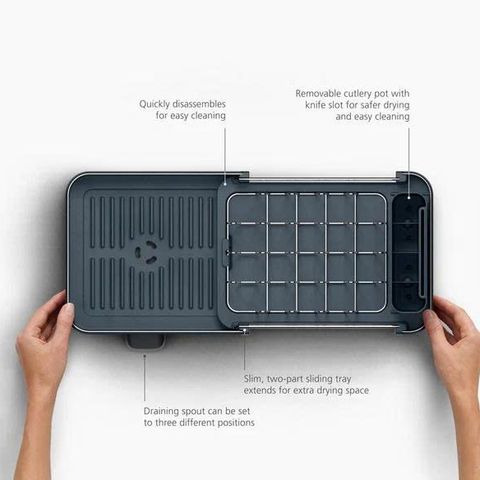 Giá phơi bát đĩa Joseph Joseph 6500035 - Thiết kế nhỏ gọn, có thể mở rộng và thoát nước chống đọng, phù hợp cho căn bếp tiết kiệm không gian.