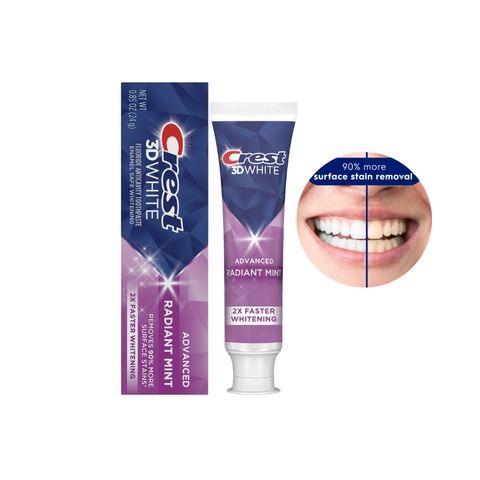 Kem Đánh Răng Crest 3D White Radiant Mint 93g - Làm Trắng Răng, Giảm Vết Ố Vàng, Hơi Thở Thơm Mát, Bảo Vệ Răng Miệng Tốt Nhất