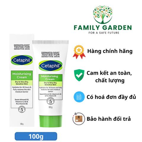 Kem Dưỡng Ẩm Cetaphil 100g - Dưỡng Da Khô Nhạy Cảm, Cấp Ẩm Lâu Dài, Không Hương Liệu, Phục Hồi Da, Chống Kích Ứng