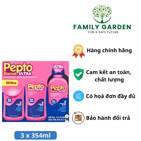 Pepto Bismol Ultra Liquid - Hỗ trợ giảm trào ngược dạ dày, loét dạ dày, ợ nóng, đầy hơi, tiêu chảy - Sản phẩm tiêu hóa cho người lớn và trẻ em trên 12 tuổi