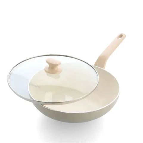 Chảo Chống Dính GreenPan Essence 24cm Có Nắp Kính, An Toàn Cho Sức Khỏe, Công Nghệ Thermolon Chống Trầy Xước, Dễ Dàng Vệ Sinh