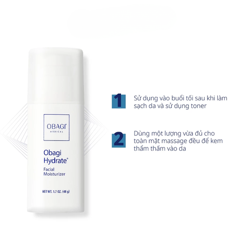 Kem Dưỡng Ẩm Obagi Hydrate 48g - Cấp Ẩm Chuyên Sâu Cho Da Nhạy Cảm, Giúp Da Mềm Mại, Không Nhờn Rít, Chất Lượng Mỹ
