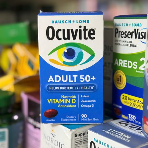 Viên uống Ocuvite Adult 50+ - Hỗ trợ sức khỏe mắt cho người 50 tuổi trở lên - Giảm mỏi mắt, bảo vệ khỏi ánh sáng xanh