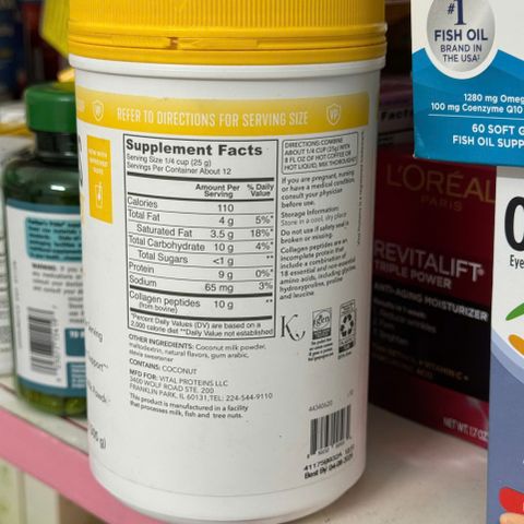 Vital Proteins Collagen Creamer Vanilla - Hỗ Trợ Da, Tóc, Móng và Khớp - Bột Kem Dinh Dưỡng Mỹ Chất lượng cao 10g Collagen Peptides