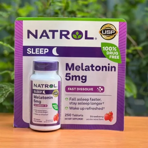 Viên Ngậm Hỗ Trợ Ngủ Ngon Natrol Melatonin 5mg - Giúp Ngủ Sâu, Thư Giãn, 250 Viên Hàng Mỹ