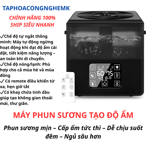 Máy phun sương tạo độ ẩm siêu âm, hoạt động êm ái không tiếng ồn, công nghệ mới tiên tiến (giao ngẫu nhiên có remote hoặc không)