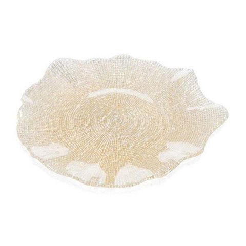 Đĩa IVV Folies Piatto Gold Glitter 37cm - Đĩa Thủy Tinh Sang Trọng, Họa Tiết Glitter Ấn Tượng cho Bữa Ăn Gia Đình