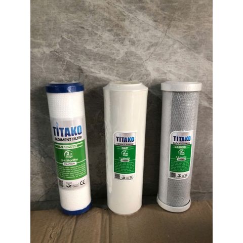 Combo 3 Lõi Lọc Nước RO Titako - Hàng Chính Hãng, Bộ Lọc Đầu Nguồn 10 Inch, Khử Mùi, Làm Sạch Tạp Chất hiệu quả