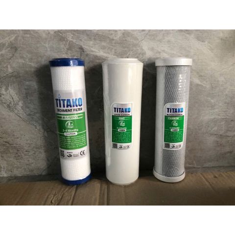 Combo 3 Lõi Lọc Nước RO Titako - Hàng Chính Hãng, Bộ Lọc Đầu Nguồn 10 Inch, Khử Mùi, Làm Sạch Tạp Chất hiệu quả