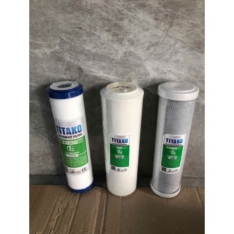 Combo 3 Lõi Lọc Nước RO Titako - Hàng Chính Hãng, Bộ Lọc Đầu Nguồn 10 Inch, Khử Mùi, Làm Sạch Tạp Chất hiệu quả
