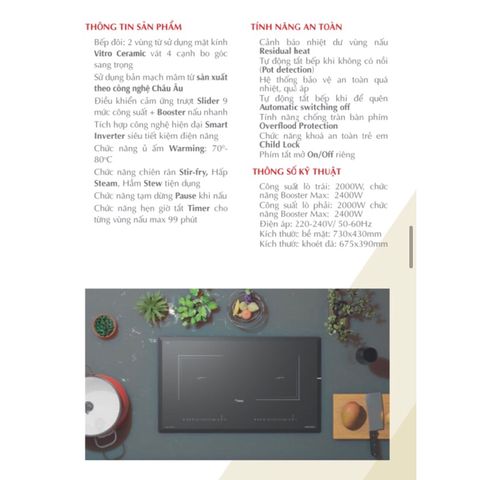 Bếp Từ Cao Cấp Canzy CZ ML757I - 2 Vùng Nấu, Công Nghệ Smart Inverter, Nhập Khẩu Malaysia, Hàng Chính Hãng, Bảo Hành 3 Năm