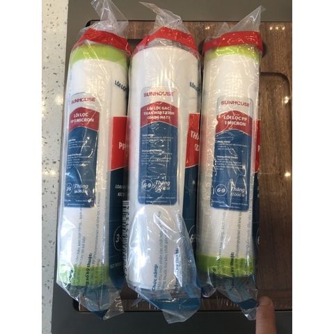 Bộ 3 Lõi Lọc Nước SUNHOUSE 123 - Chính Hãng, Lọc Thô, Bảo Vệ Màng RO, Tinh Khiết, Thời Gian Sử Dụng Lớn