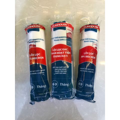 Bộ 3 Lõi Lọc Nước SUNHOUSE 123 - Chính Hãng, Lọc Thô, Bảo Vệ Màng RO, Tinh Khiết, Thời Gian Sử Dụng Lớn